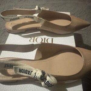 Dior J'Adior Nude Flats with Ribbon Detail